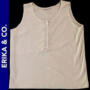 NEW Erika & Co. Tank Top - TAN/WHITE Stripe  - Size XL